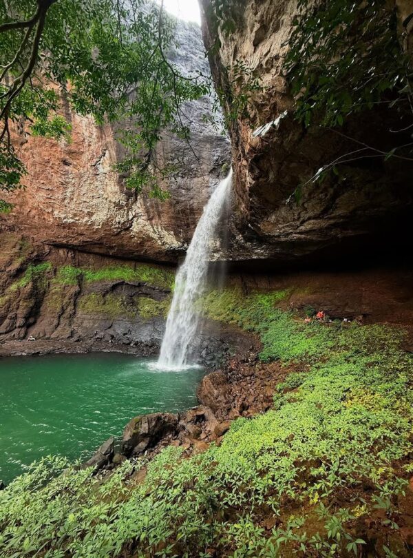 Devkund Waterfall in full flow during monsoon season