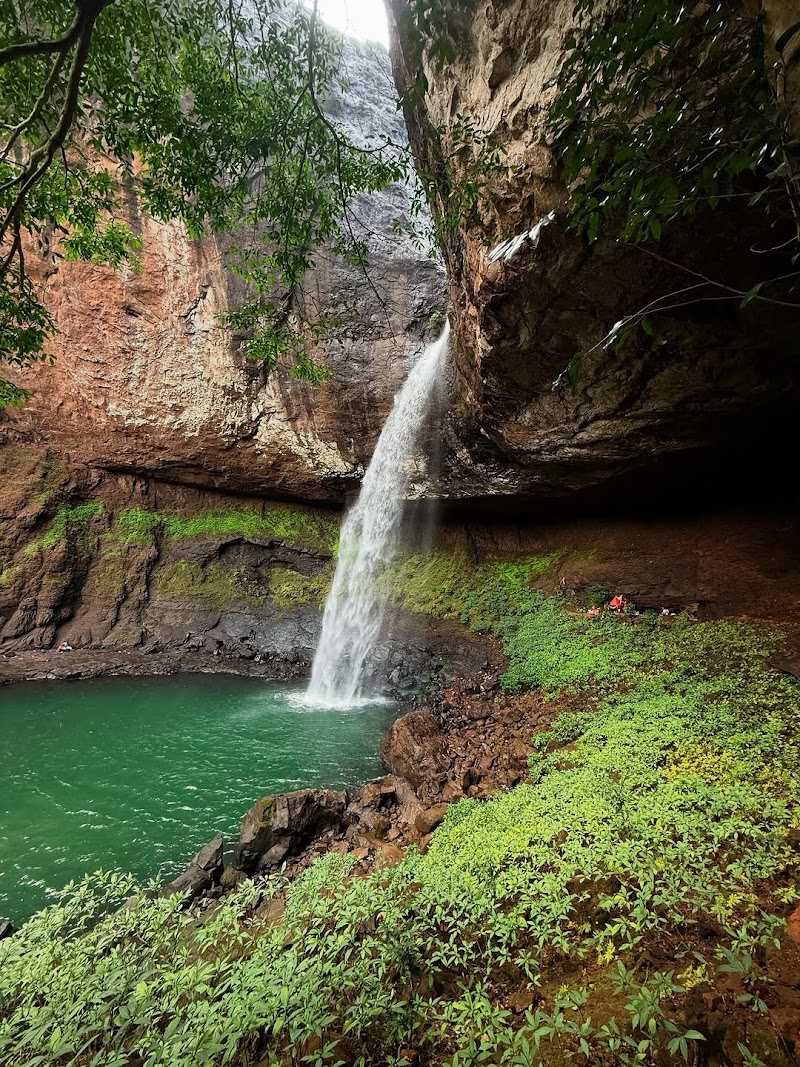 Devkund Waterfall in full flow during monsoon season