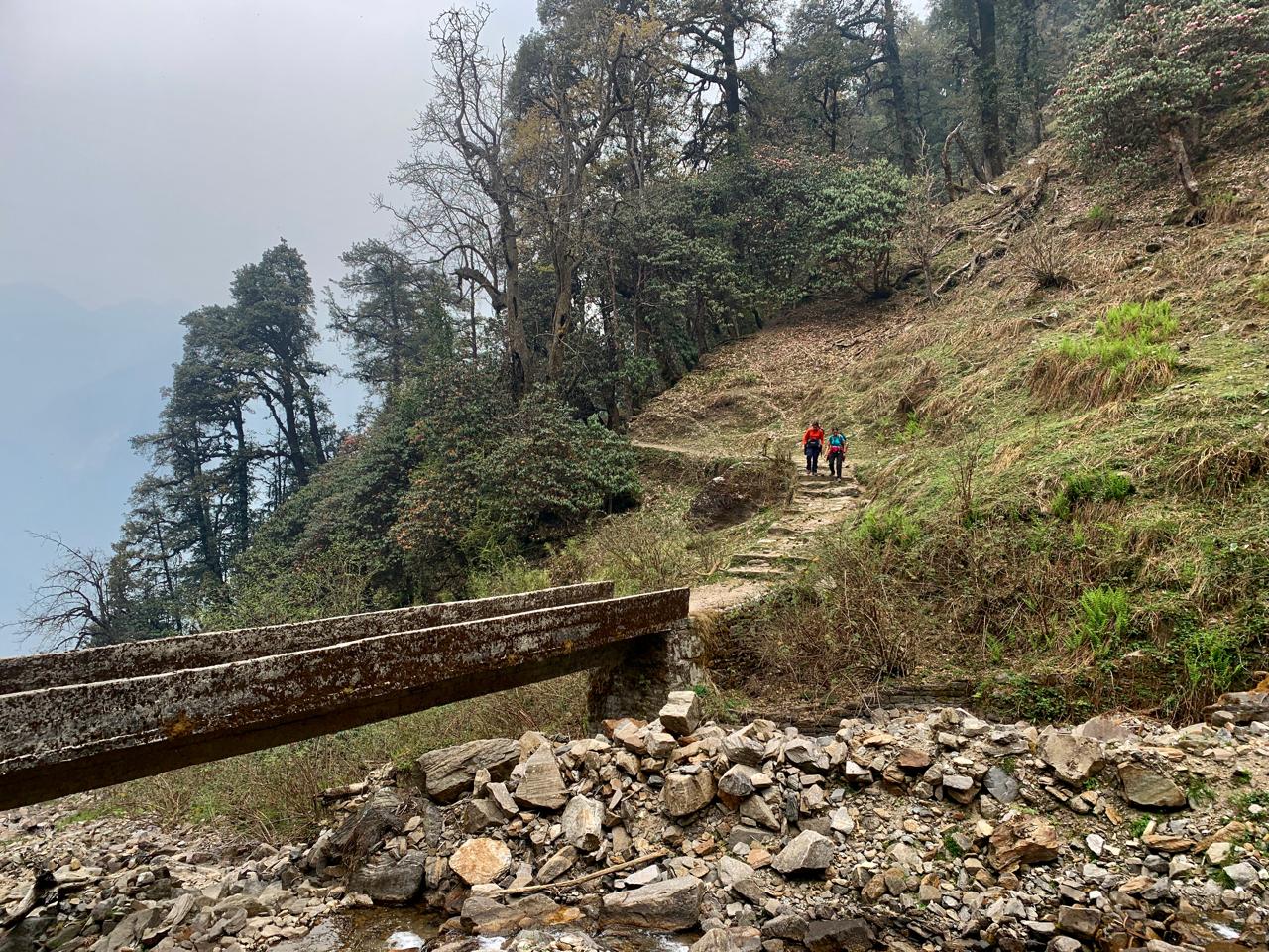 Detailed route map and elevation profile for the 6-day Ranthan Kharak Trek loop starting from Gogina.