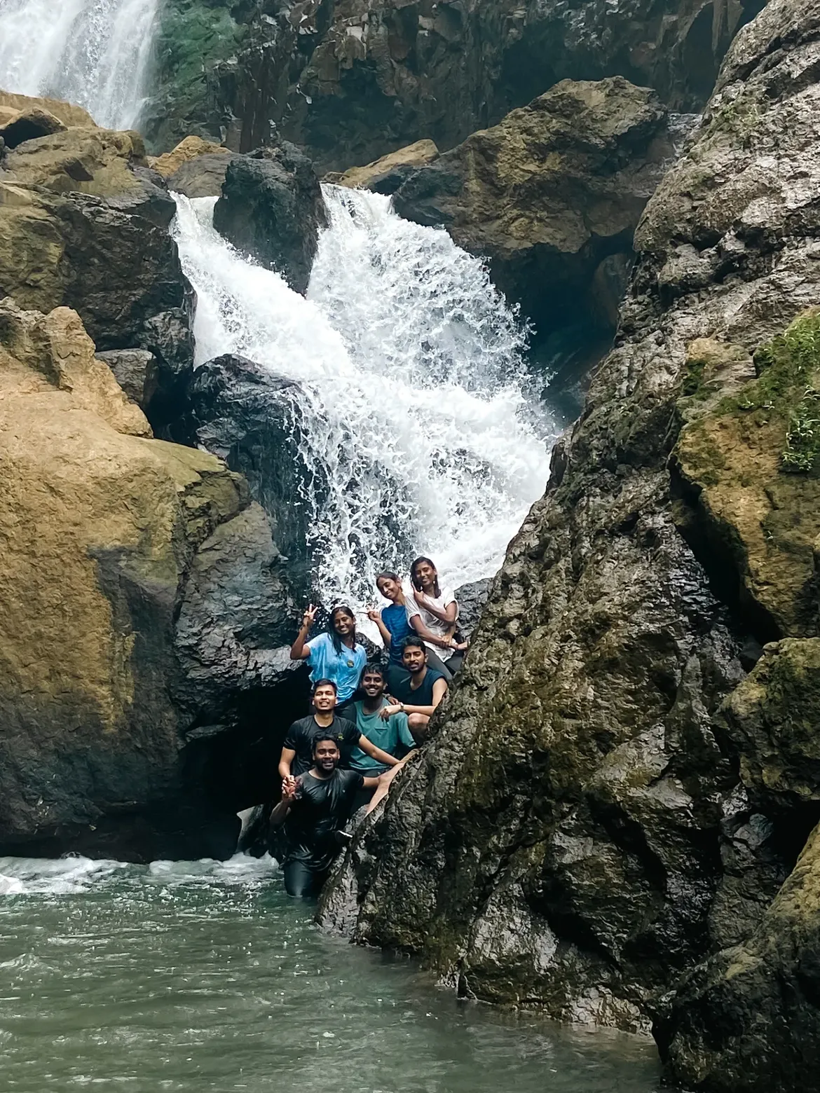 trekkers at Kaluwaterfall